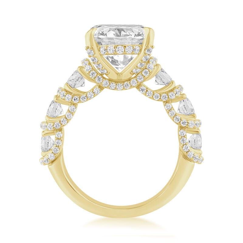 Oval Lab Grown Diamond 7 7/8ctw. Lace Cathedral Engagement Ring in 14k Yellow Gold image number null